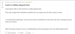 someone on reddit is asking if hiding cash in safety deposit box is good